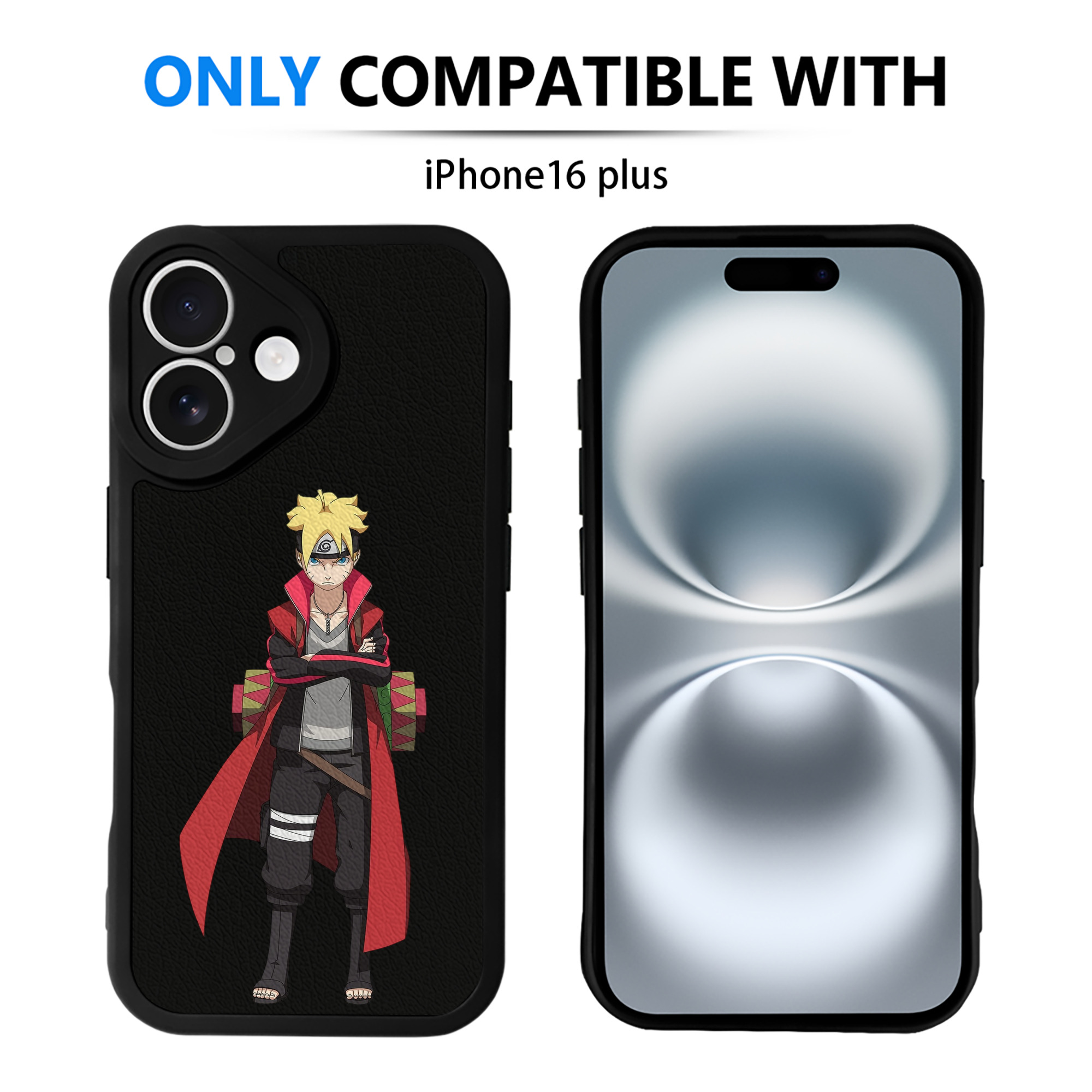 （画像用） NARUTO -ナルト- うずまき ボルト Uzumaki Boruto 【iPhone 16シリーズ対応】シリコンスマホケース（レザー調） 材質：シリコン